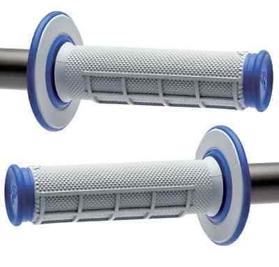 Renthal Dual Compound Tapered Half Waffle Grips Grey Blue MX Enduro