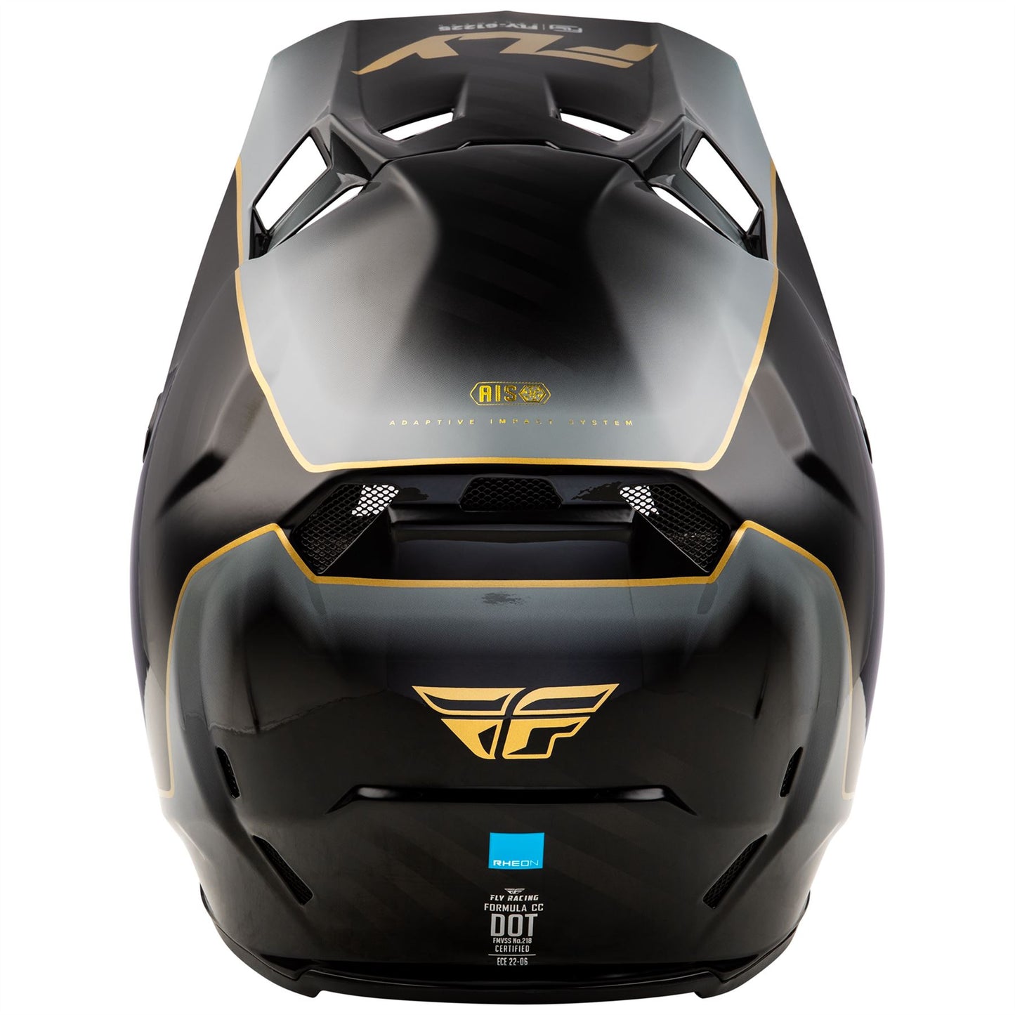 Fly Racing 2025 Formula CC Underglow Motocross Helmet Black Grey Gold