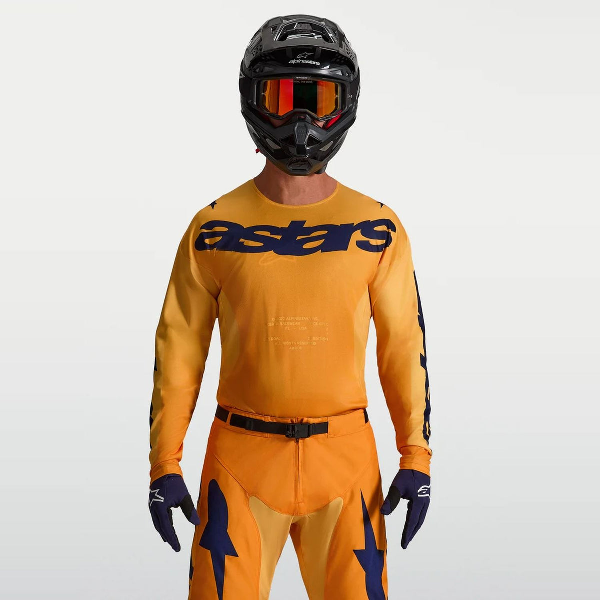 Alpinestars 2027 Racer Amber MX Jersey Orange Gold Deep Blue