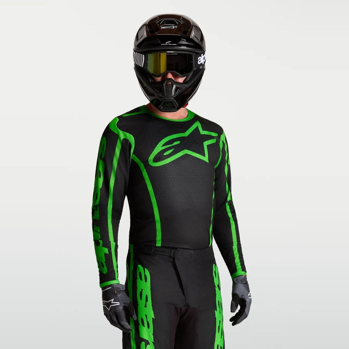 Alpinestars 2027 Fluid Apex MX Jersey Black Green Fluo