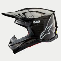 Alpinestars 2024 Supertech SM10 Solid Black Glossy Carbon Motocross Helmet