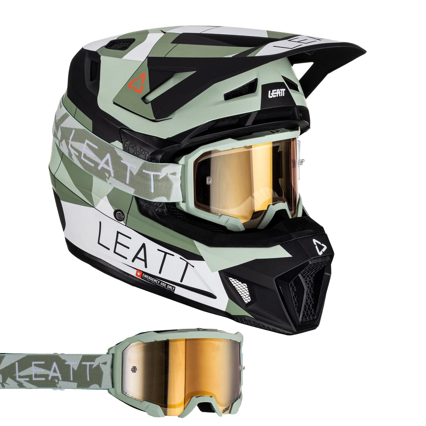 Leatt 2023 Helmet Moto 7.5 V23 Cactus with 5.5 Goggles Bag