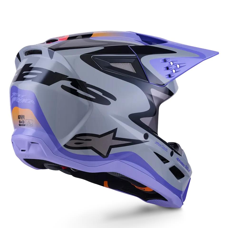 Alpinestars 2026 SM3 Jettson Youth Motocross Helmet Grey Purple Black Glossy