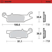 Moto-Master Front Left Pro Racing Sintered Brake Pads For Yamaha YFM 550 F Grizzly 2009-2015