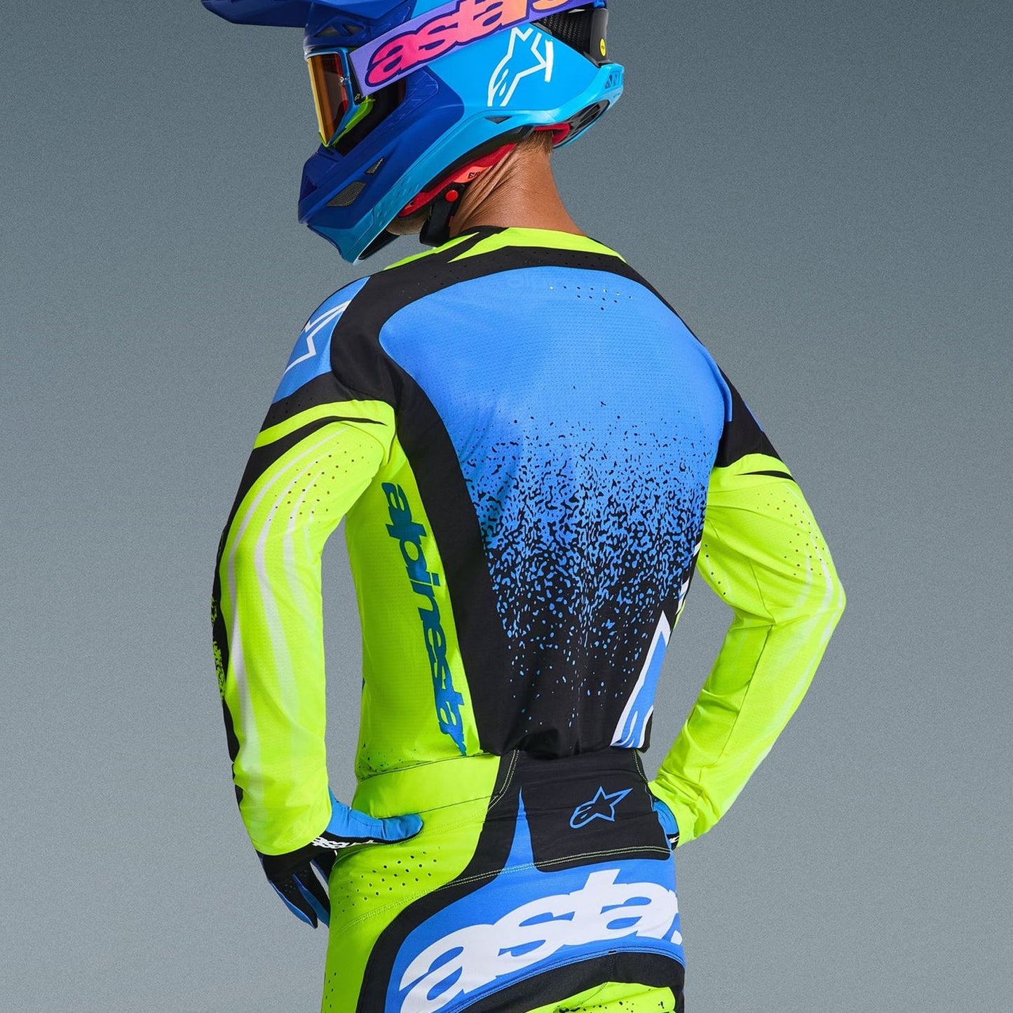 Alpinestars 2026 Techstar Nomur Motocross Jersey Dark Navy Yellow Flo Blue