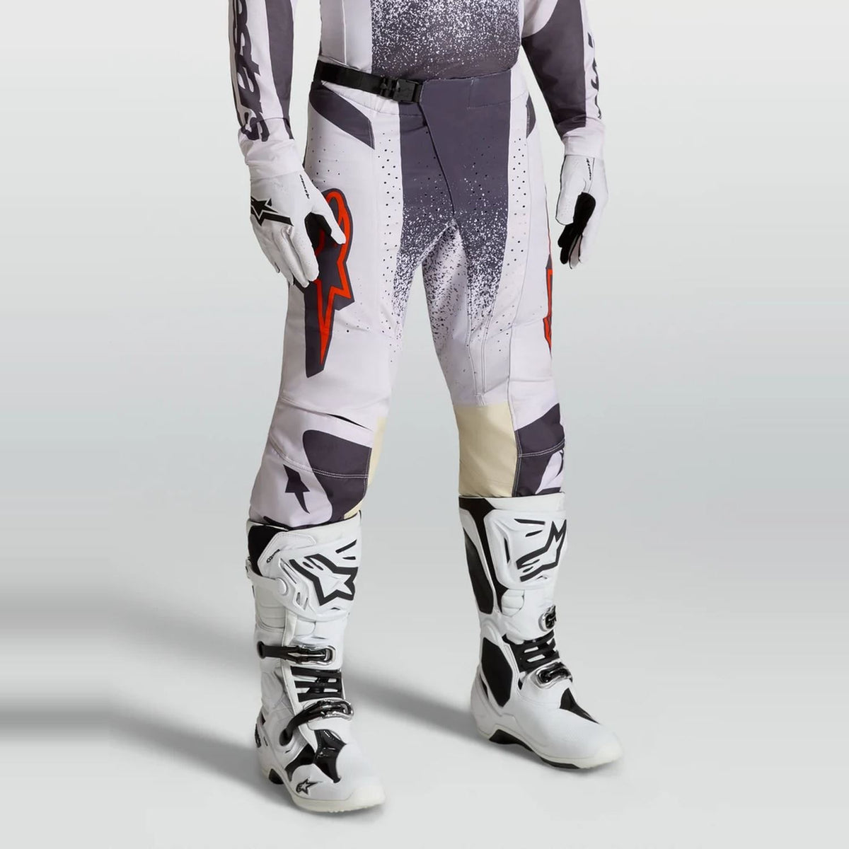 Alpinestars 2027 Techstar Swan MX Pants Light Lilac Dark Gray Red Fluo