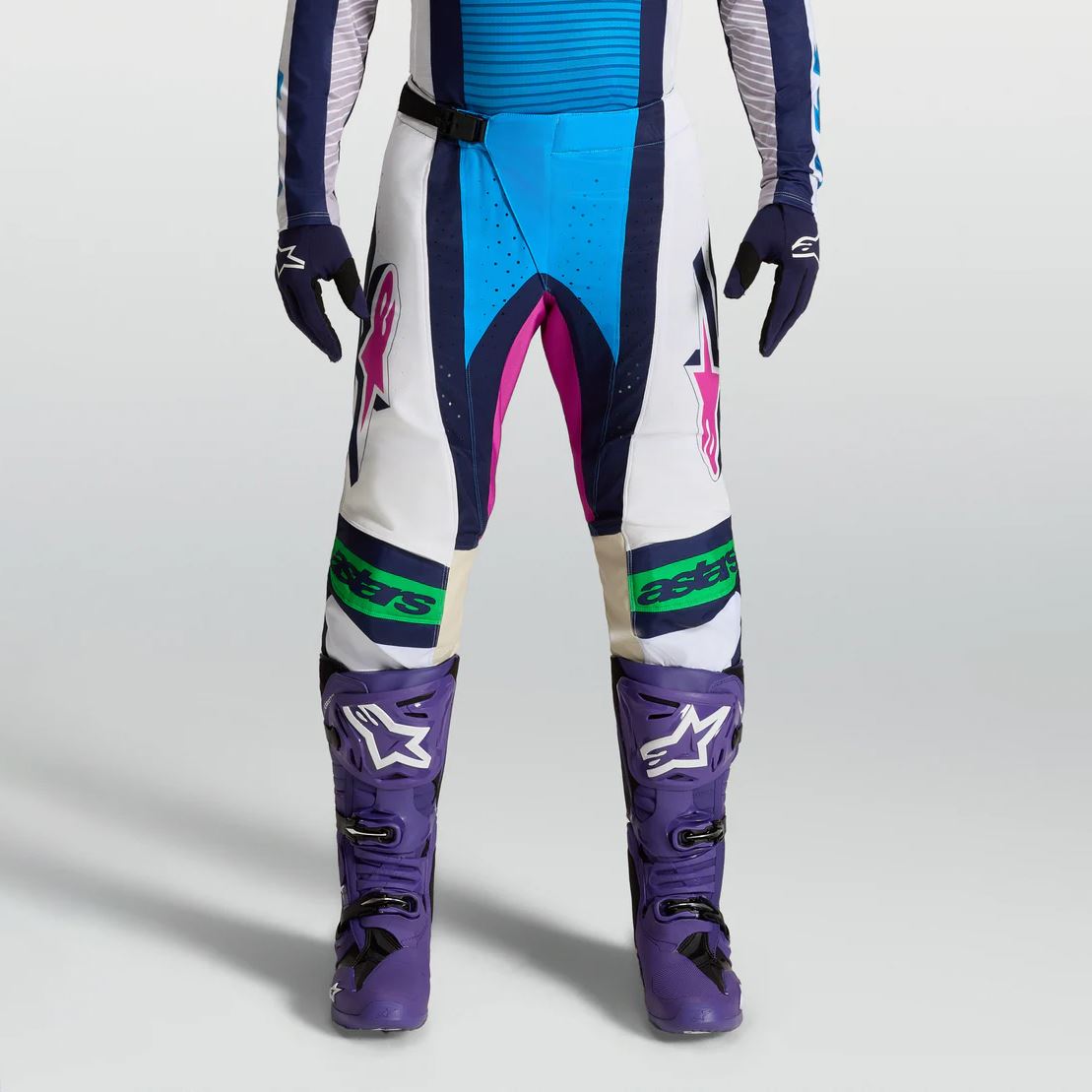 Alpinestars 2027 Techstar Maven MX Pants White Blithe Blue Green Fluo