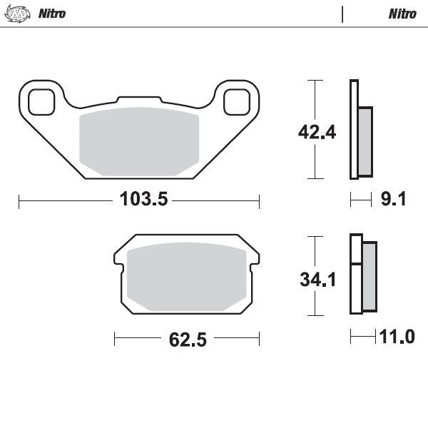 Moto-Master Rear Nitro Sintered Brake Pads For Quadzilla XRV 250 E 2006