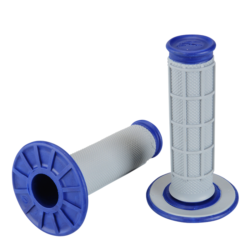 Renthal Dual Layer Soft Full Waffle Grey Blue Grips Motocross Enduro