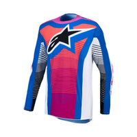 Alpinestars 2027 Techstar Maven MX Jersey White Hot Coral Blithe Blue