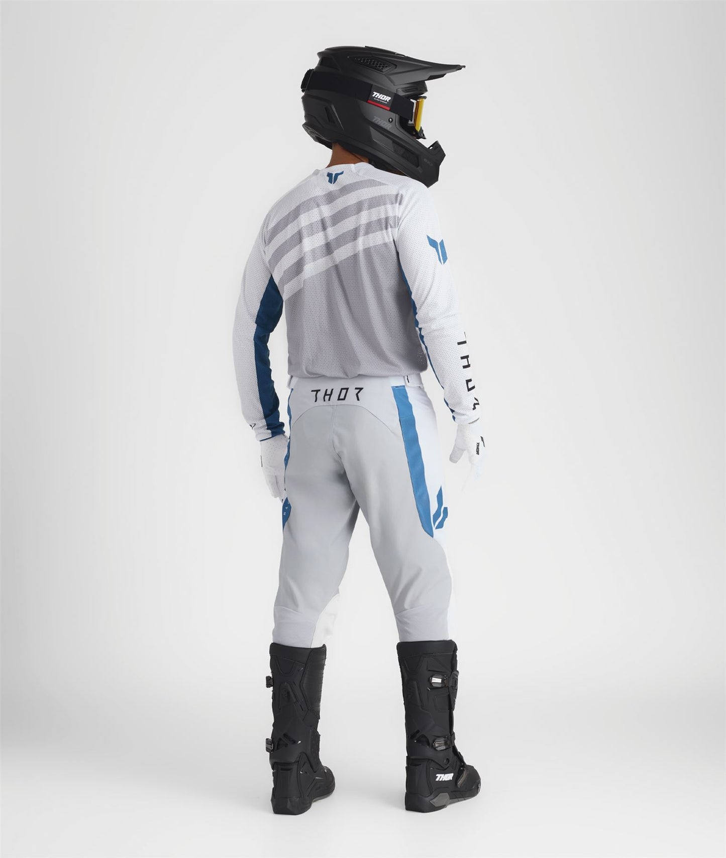 Thor 2025 Motocross Combo Kit Launchmode Vented Raid White Grey