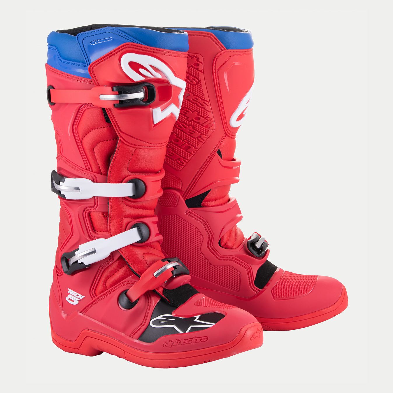 Alpinestars 2026 Tech 5 Motocross Boots Bright Red Dark Red Alpine Blue
