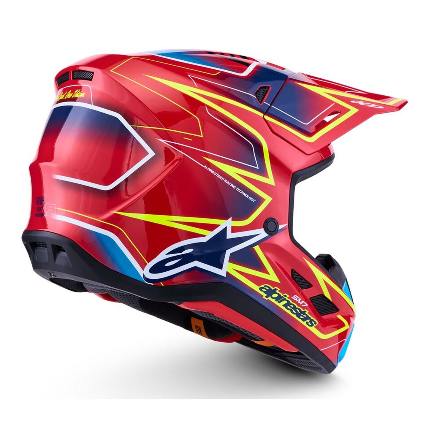Alpinestars 2027 S-M7 Cast MX Helmet Red Yellow Fluo Blue