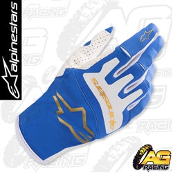 Alpinestars 2023 Techstar UCLA Blue Brushed Gold Gloves