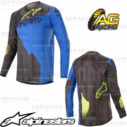 Alpinestars  Techstar Factory Black Dark Blue Yellow Fluo Race Jersey Shirt