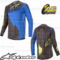Alpinestars  Techstar Factory Black Dark Blue Yellow Fluo Race Jersey Shirt