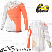 Alpinestars  Techstar Factory Metal White Orange Fluo Gold Race Jersey Shirt
