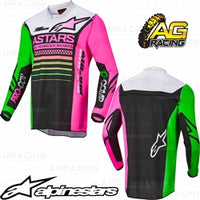 Alpinestars  Racer Compass Black Green Neon Pink Fluo Youth Children's Race Jersey