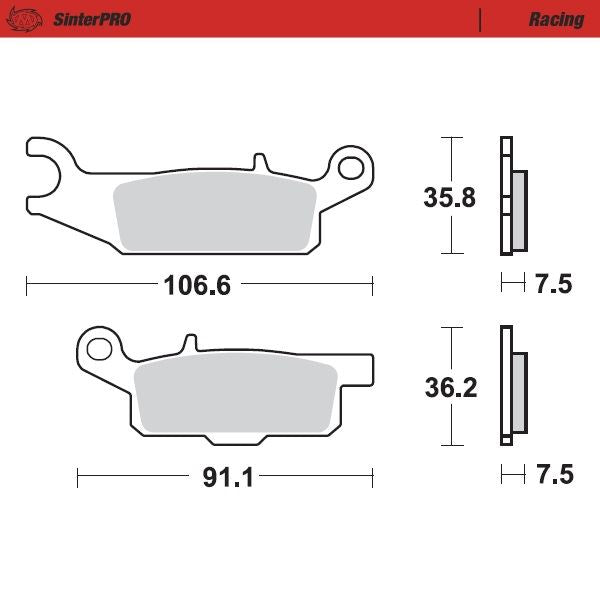 Moto-Master Front Right Pro Racing Sintered Brake Pads For Yamaha YFM 550 F Grizzly 2009-2015