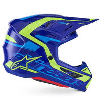 Alpinestars 2026 SM7 Deed Motocross Helmet Blue Yellow Flo Glossy