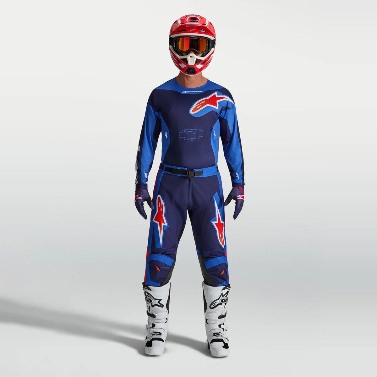 Alpinestars 2027 Racer Hunt MX Combo Kit Strong Blue Deep Blue Fire Red