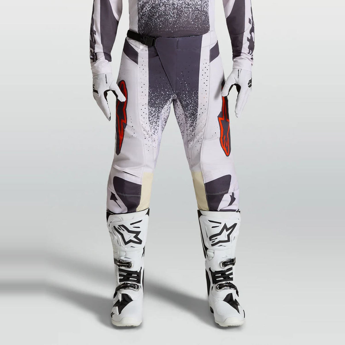 Alpinestars 2027 Techstar Swan MX Pants Light Lilac Dark Gray Red Fluo