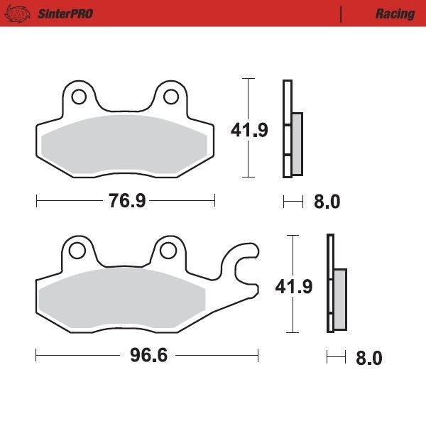 Moto-Master Rear Pro Racing Sintered Brake Pads For Kawasaki KLR 650 Traveler (ABS) 2022-2023