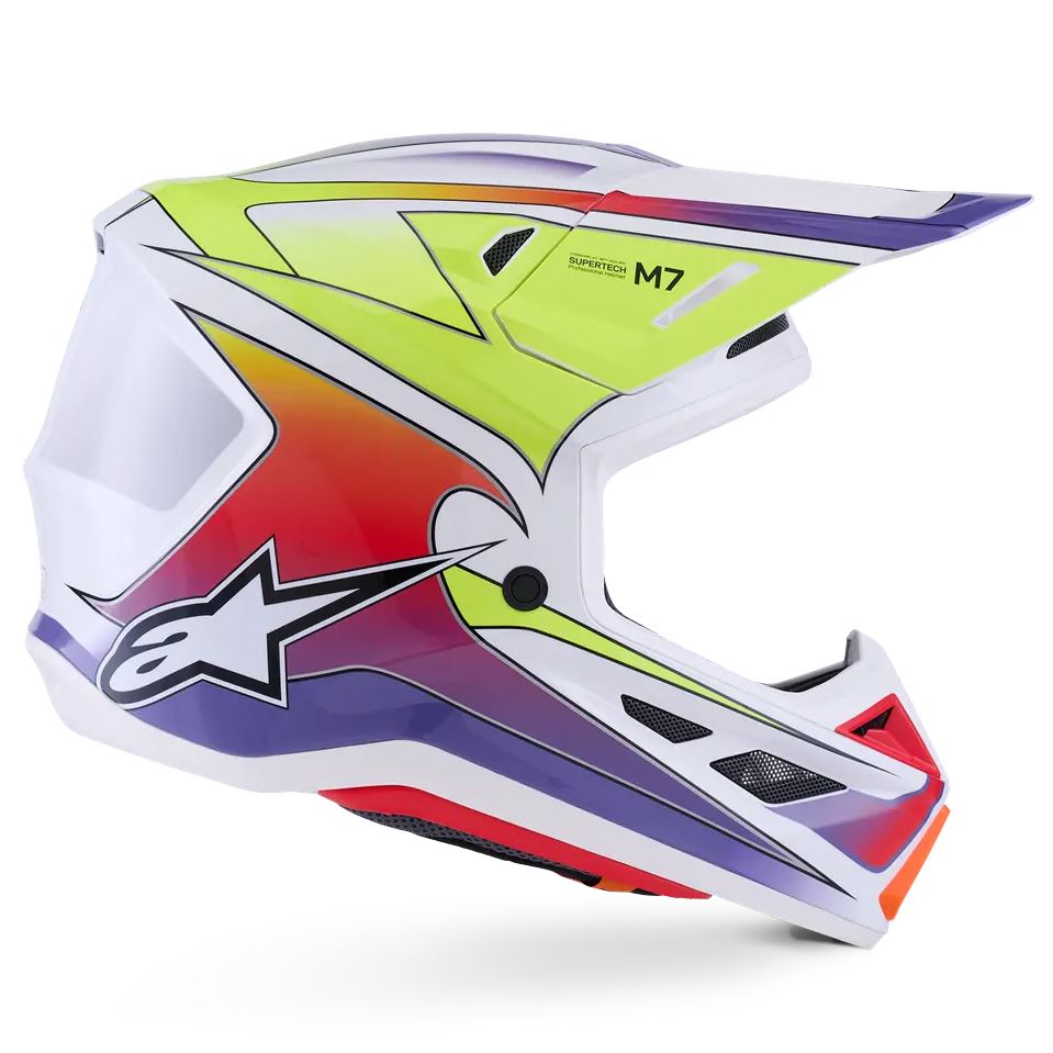 Alpinestars 2026 SM7 Fuse Motocross Helmet White Yellow Flo Purple