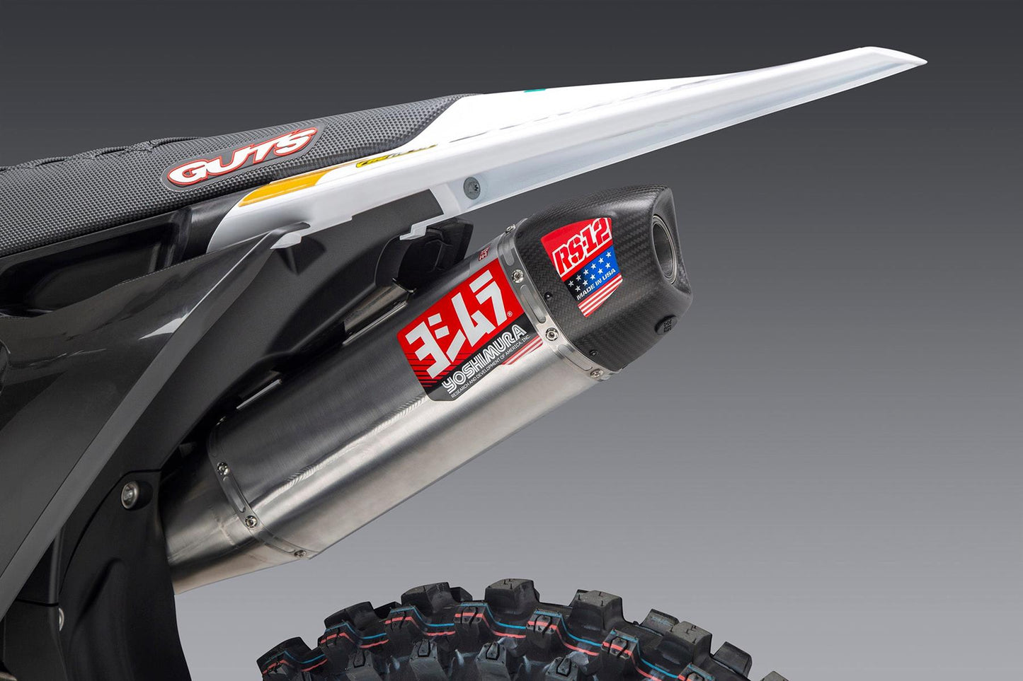 Yoshimura RS-12 Full Exhaust System Stainless Steel Stainless Steel Carbon Cap For Husqvarna FC 350 2023