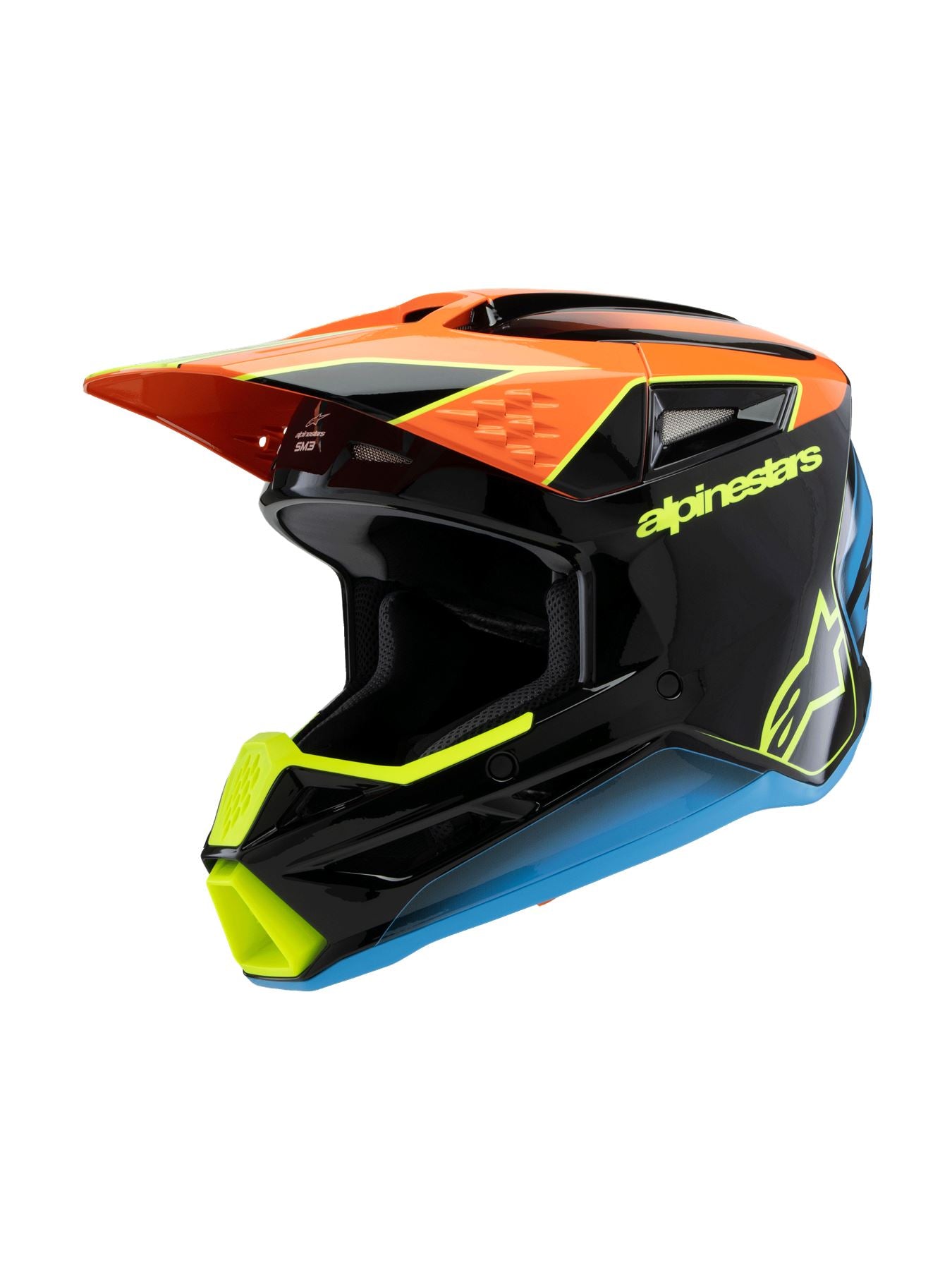 Alpinestars 2025 SM3 Fray Youth Motocross Helmet Black Orange Yellow Fluo