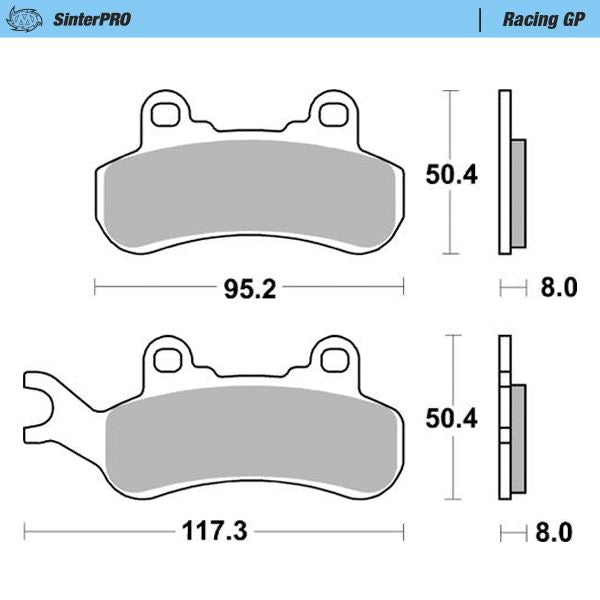Moto-Master Front Right Pro Racing GP Sintered Brake Pads For Bombardier/Can Am Defender Max HD8 800 2018-2020