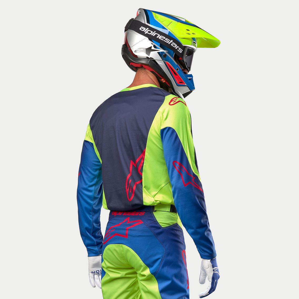 Alpinestars 2024 Racer Hoen Motocross Combo Kit Pants & Jersey Yellow Fluo Blue Night Navy