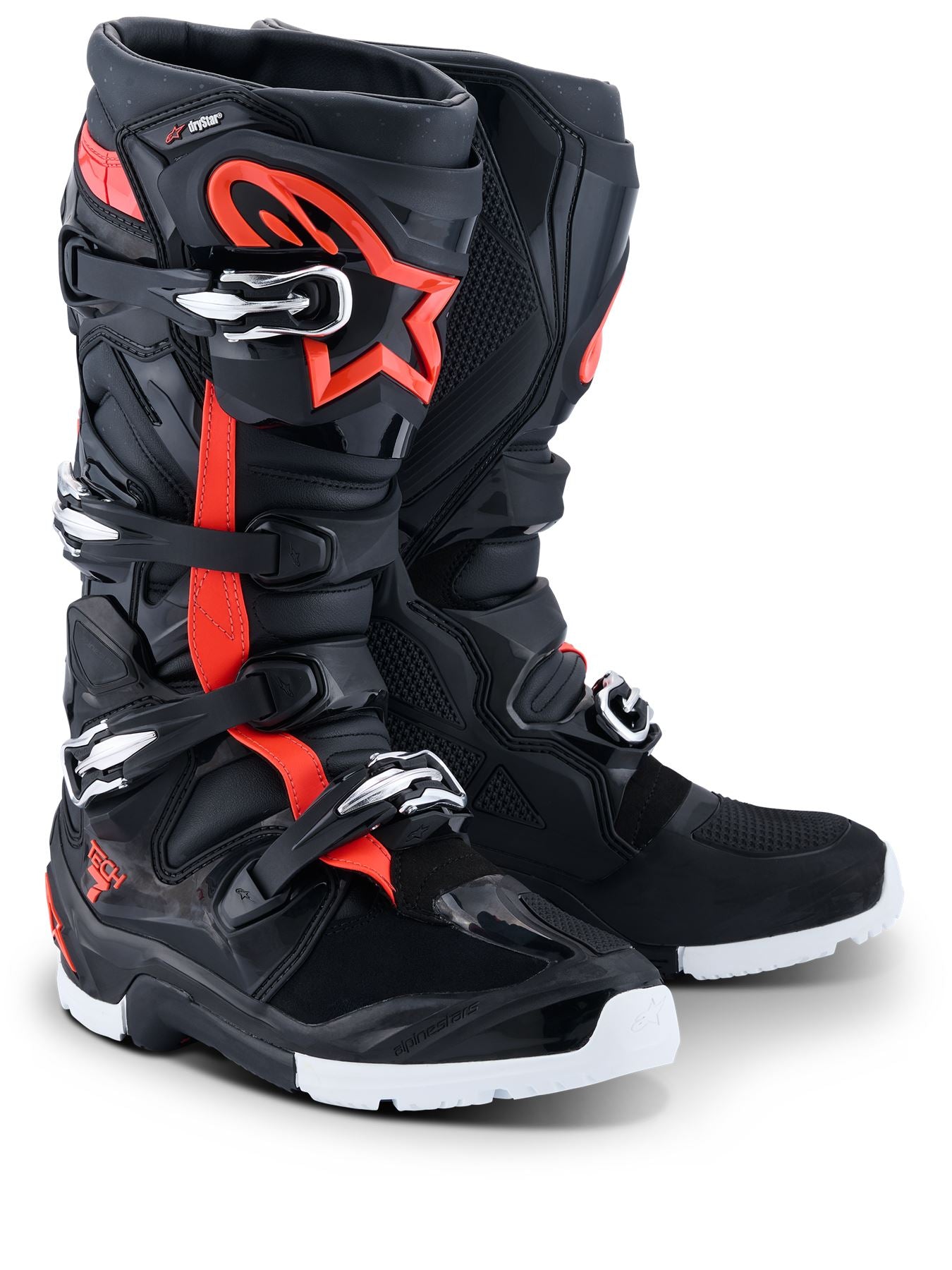 Alpinestars 2026 Tech 7 Enduro Drystar MX Boots Black Red Flou White