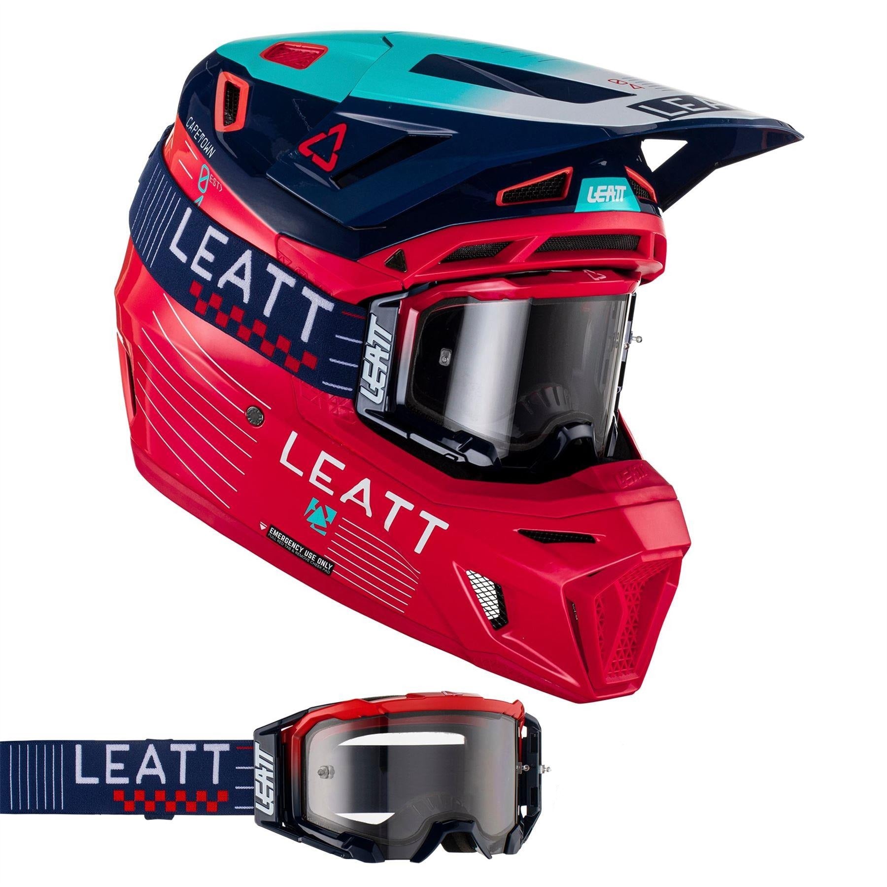 Leatt 2024 Helmet Moto 8.5 V23 Red with 5.5 Goggles Bag Quad