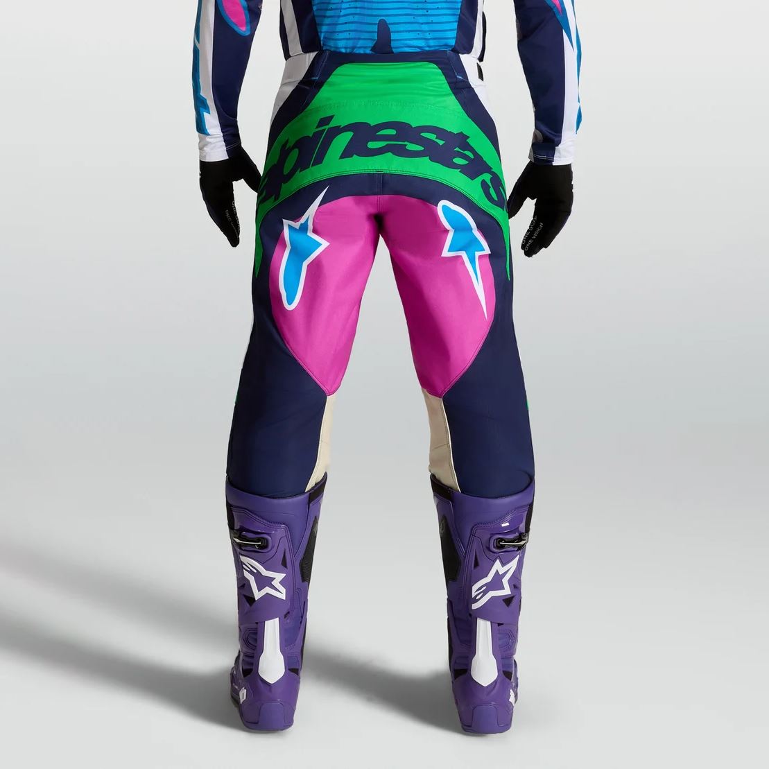 Alpinestars 2027 Techstar Maven MX Pants White Blithe Blue Green Fluo