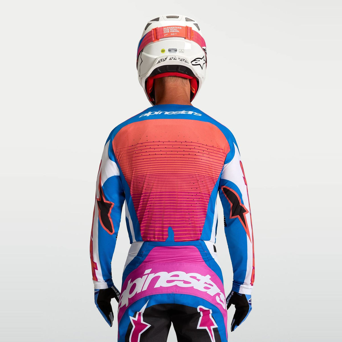 Alpinestars 2027 Techstar Maven MX Jersey White Hot Coral Blithe Blue
