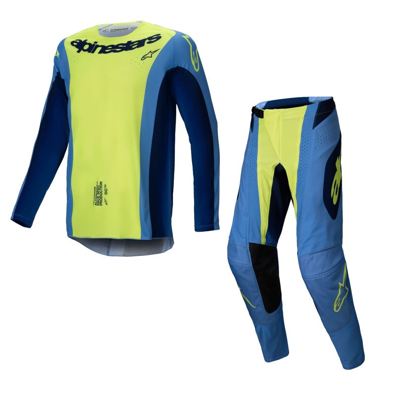 Alpinestars 2025 Techstar Melt Motocross Combo Kit Yellow Flou Blue