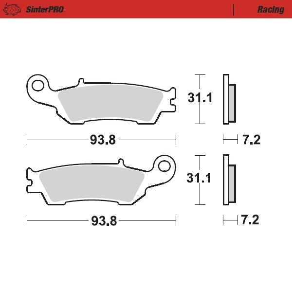 Moto-Master Front Left Pro Racing Sintered Brake Pads For Yamaha WR 450 F 2016-2020
