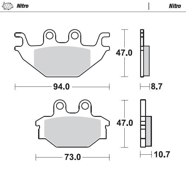 Moto-Master Rear Nitro Sintered Brake Pads For TGB Gunner 550 2010-2011