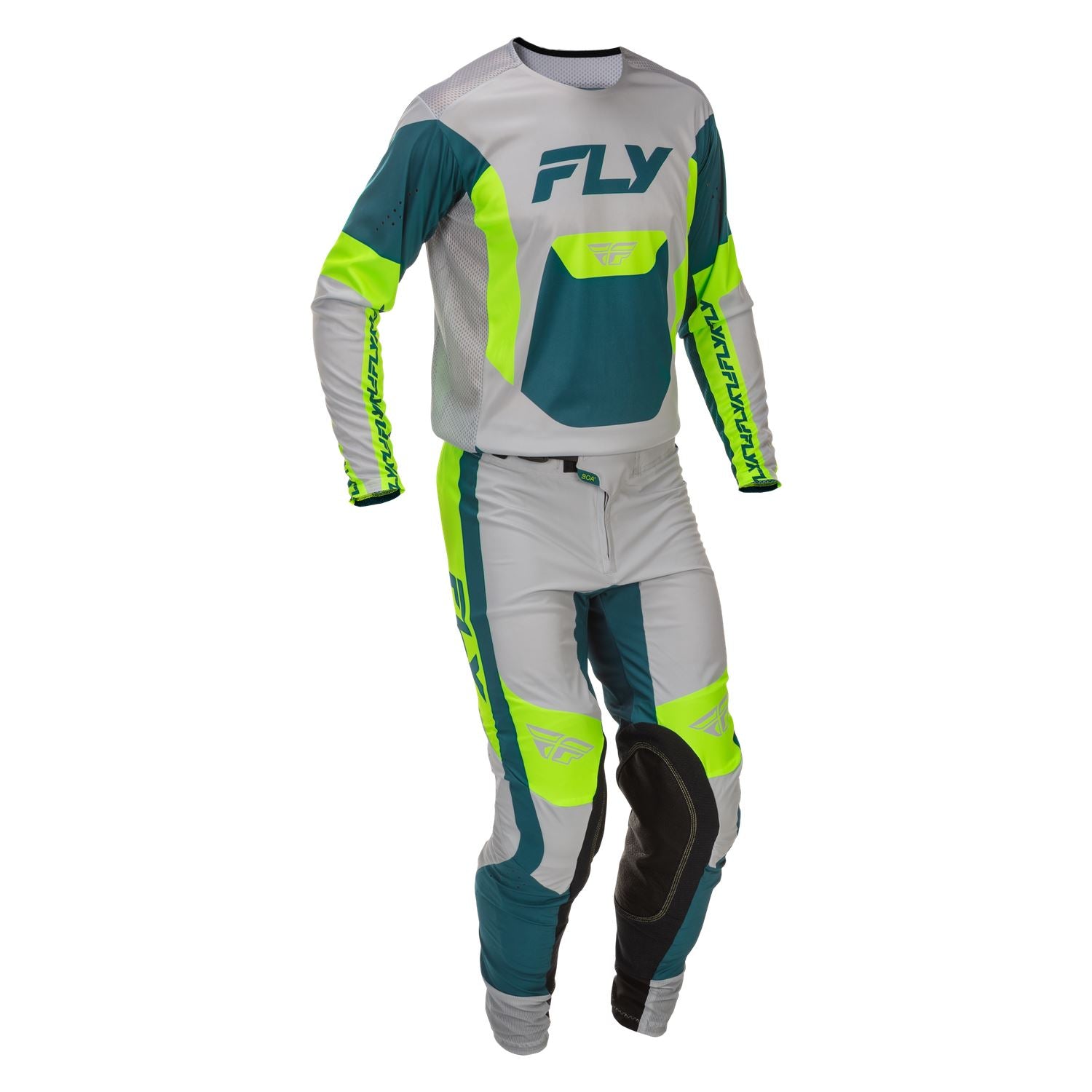 Fly Racing 2026 Motocross Combo Kit Lite  Grey Lime Teal