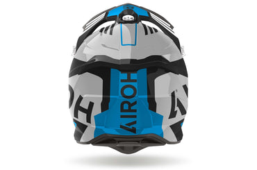 Airoh Helmet 2024 Strycker Brave Blue Grey Gloss Composite Carbon