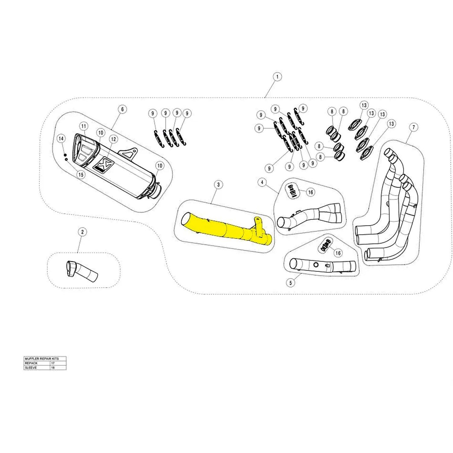Akrapovic Stainless Steel Exhaust Mid Link & Y Pipe