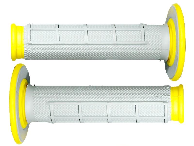 Renthal Dual Compound Tapered Half Waffle Grips Grey Yellow MX Enduro