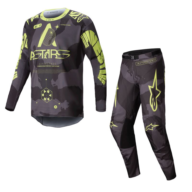 Alpinestars 2025 Racer Hollow Motocross Combo Kit Dark Camo Yellow Fluo