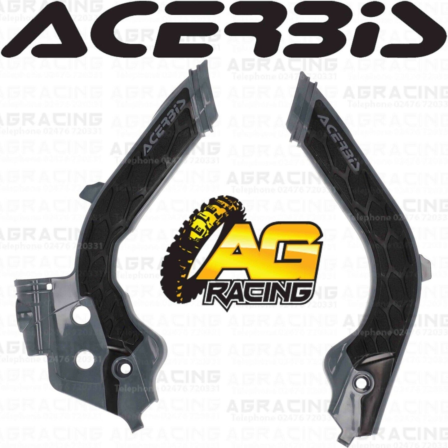 Acerbis X-Grip Frame Protector Guards Grey Black For Husqvarna TC 125 2019-2022