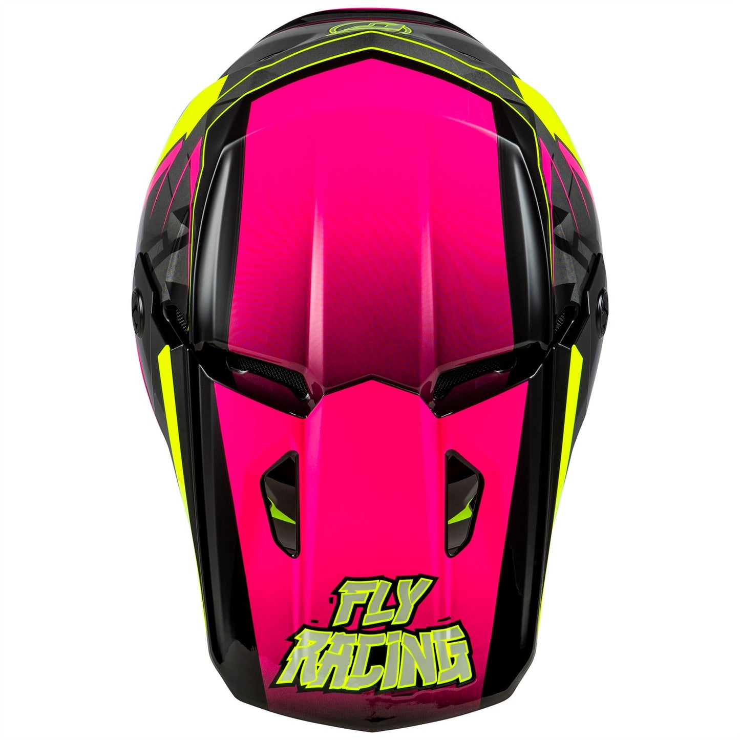 Fly Racing 2025 Youth Kinetic Scorched Motocross Helmet Neon Pink Hi-Viz Black Youth