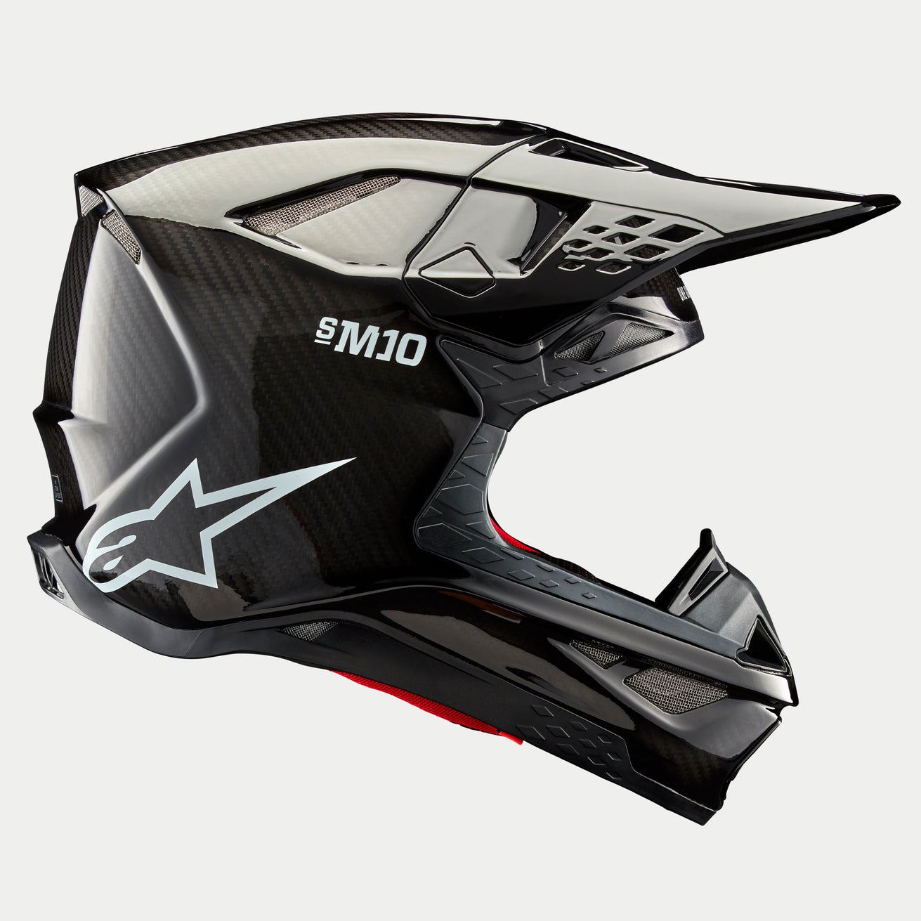 Alpinestars 2024 Supertech SM10 Solid Black Glossy Carbon Motocross Helmet