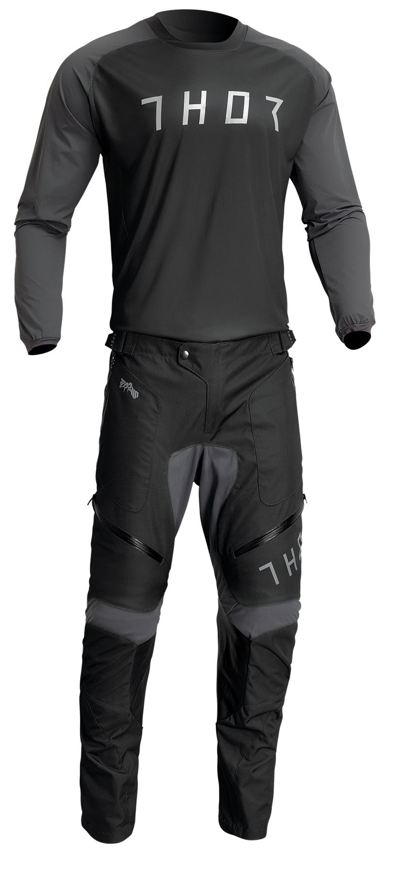 Thor 2026 Terrain Black Charcoal Enduro Jersey & In The Boot Pants Combo Kit