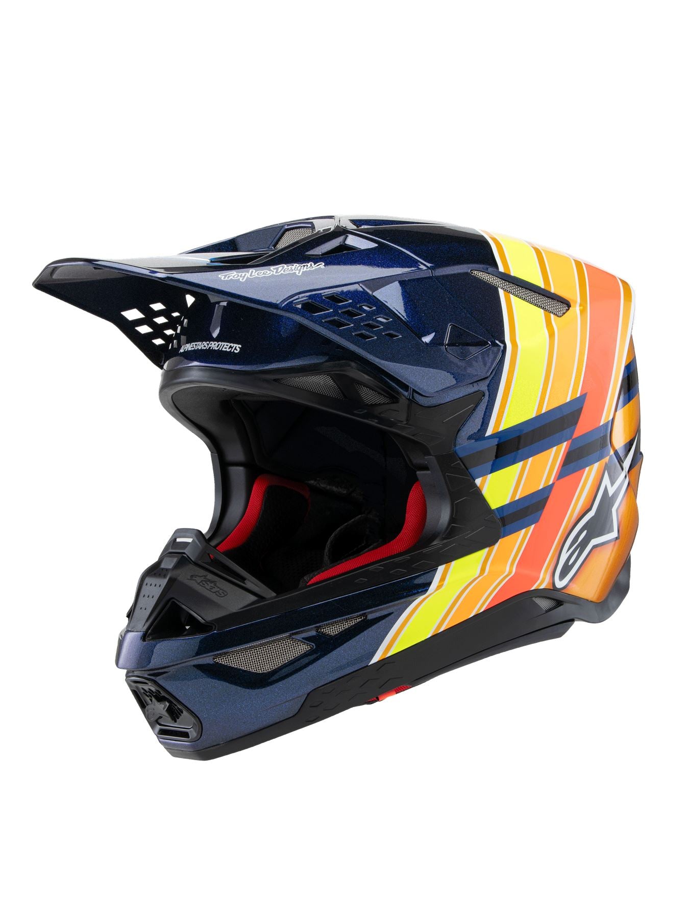 Alpinestars 2026 TLD LImited Edition SM10 Motocross Helmet Dark Blue Orange Yellow Fluo Red Gloss