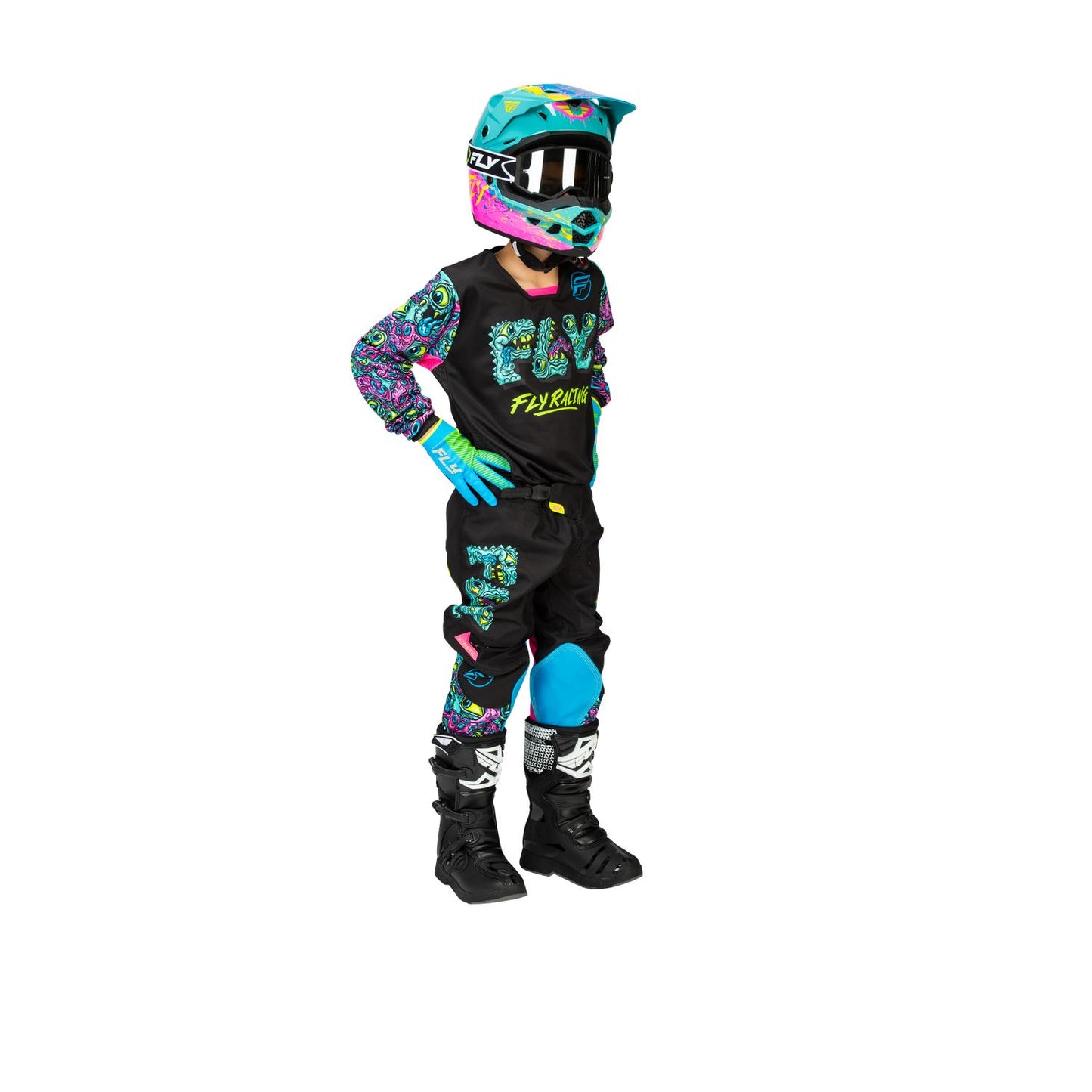Fly Racing 2026 Motocross Combo Kit Kinetic Mutant Youth  Black Multi